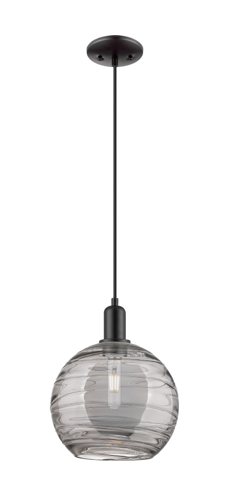 Athens Deco Swirl - 1 Light - 10 inch - Matte Black - Cord hung - Mini Pendant