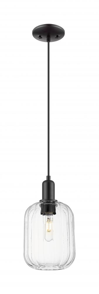 Preston Cylinder - 1 Light - 6 inch - Matte Black - Cord hung - Mini Pendant