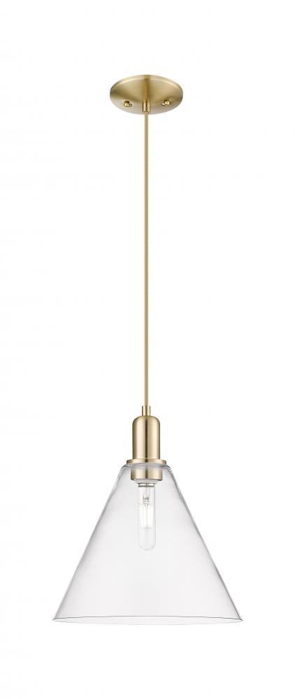 Berkshire Glass - 1 Light - 12 inch - Champagne Bronze - Cord hung - Mini Pendant
