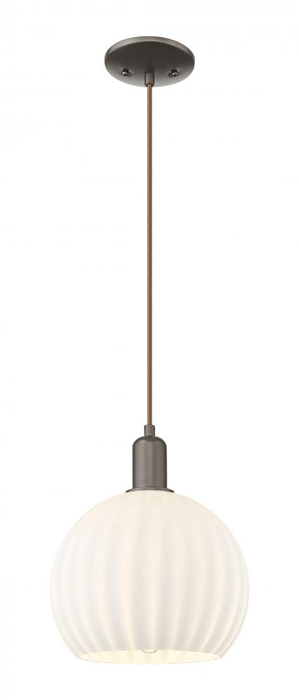 White Venetian - 1 Light - 10 inch - Oil Rubbed Bronze - Cord hung - Mini Pendant