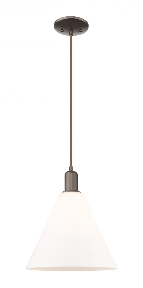 Berkshire Glass - 1 Light - 12 inch - Oil Rubbed Bronze - Cord hung - Mini Pendant