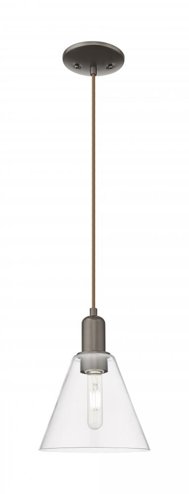 Berkshire Glass - 1 Light - 8 inch - Oil Rubbed Bronze - Cord hung - Mini Pendant