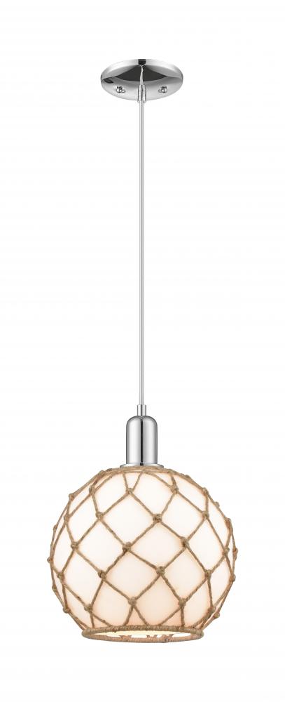 Farmhouse Rope - 1 Light - 10 inch - Polished Chrome - Cord hung - Mini Pendant