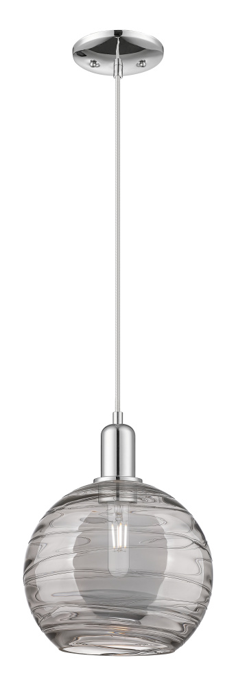 Athens Deco Swirl - 1 Light - 10 inch - Polished Chrome - Cord hung - Mini Pendant