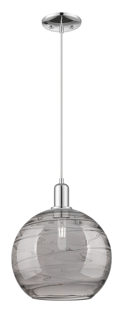 Athens Deco Swirl - 1 Light - 12 inch - Polished Chrome - Cord hung - Mini Pendant