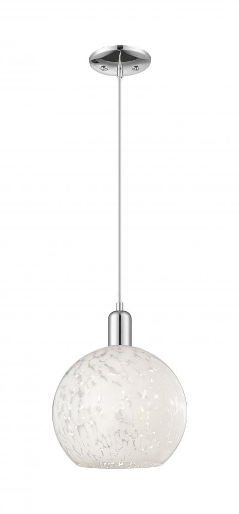 White Mouchette - 1 Light - 10 inch - Polished Chrome - Cord hung - Mini Pendant