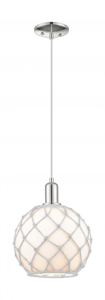 Farmhouse Rope - 1 Light - 10 inch - Polished Nickel - Cord hung - Mini Pendant