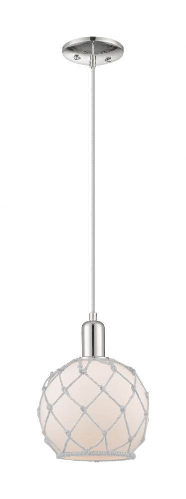 Farmhouse Rope - 1 Light - 8 inch - Polished Nickel - Cord hung - Mini Pendant
