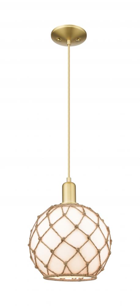 Farmhouse Rope - 1 Light - 10 inch - Satin Gold - Cord hung - Mini Pendant