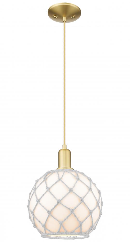 Farmhouse Rope - 1 Light - 10 inch - Satin Gold - Cord hung - Mini Pendant
