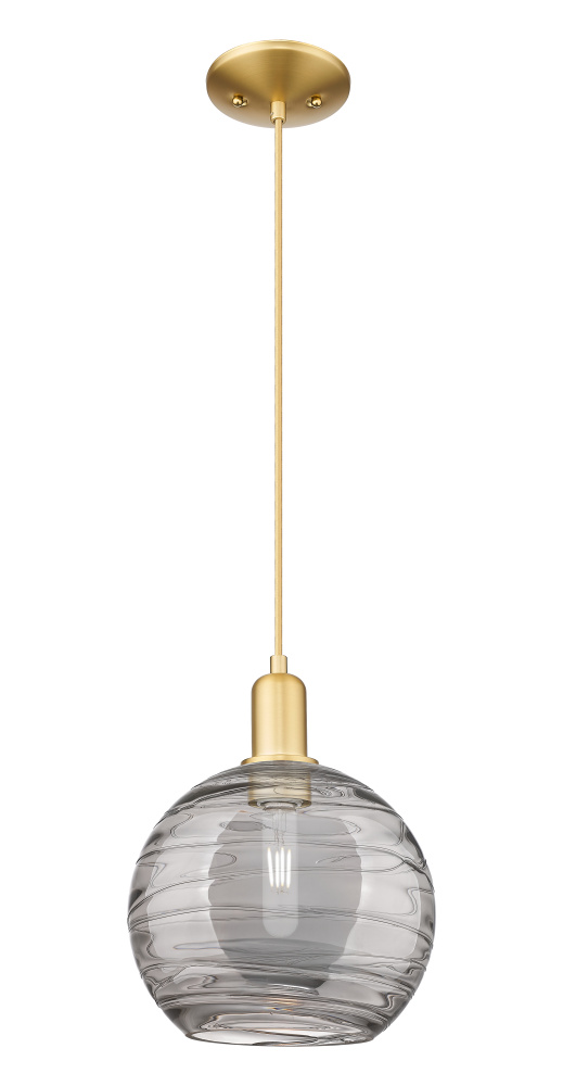 Athens Deco Swirl - 1 Light - 10 inch - Satin Gold - Cord hung - Mini Pendant