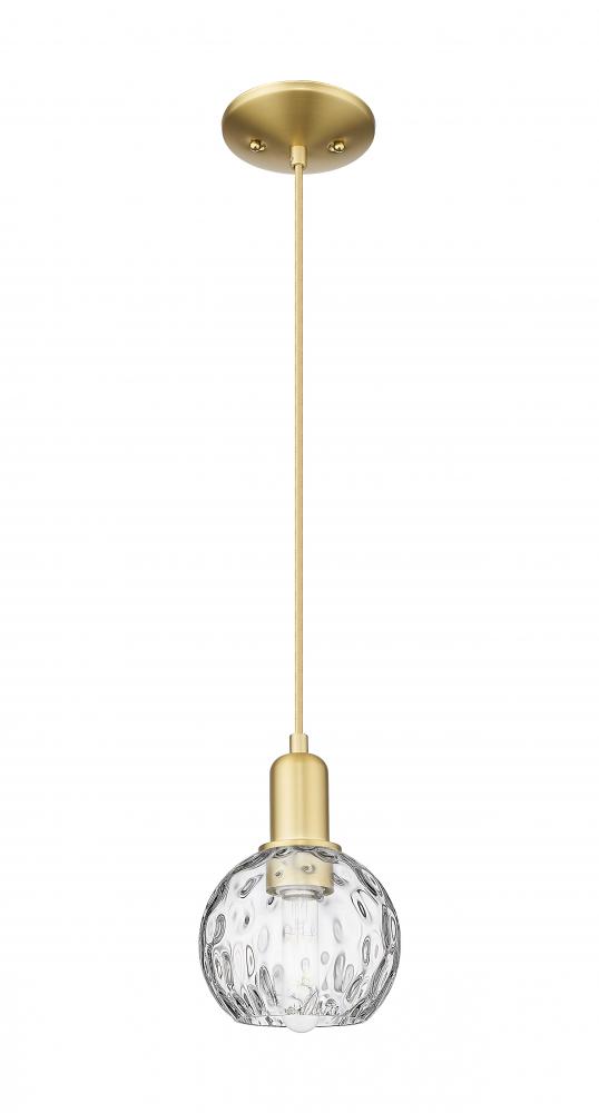 Athens Water Glass - 1 Light - 6 inch - Satin Gold - Cord hung - Mini Pendant