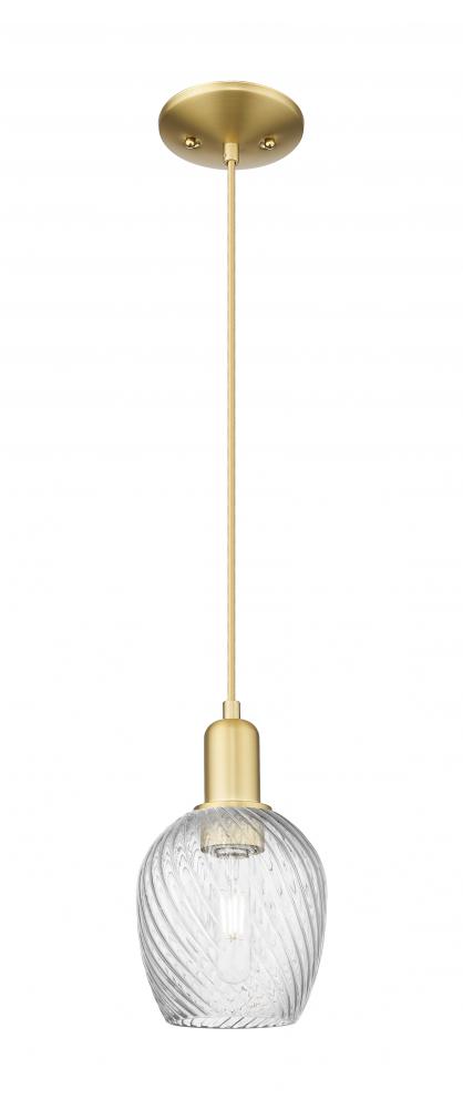 Salina - 1 Light - 6 inch - Satin Gold - Cord hung - Mini Pendant