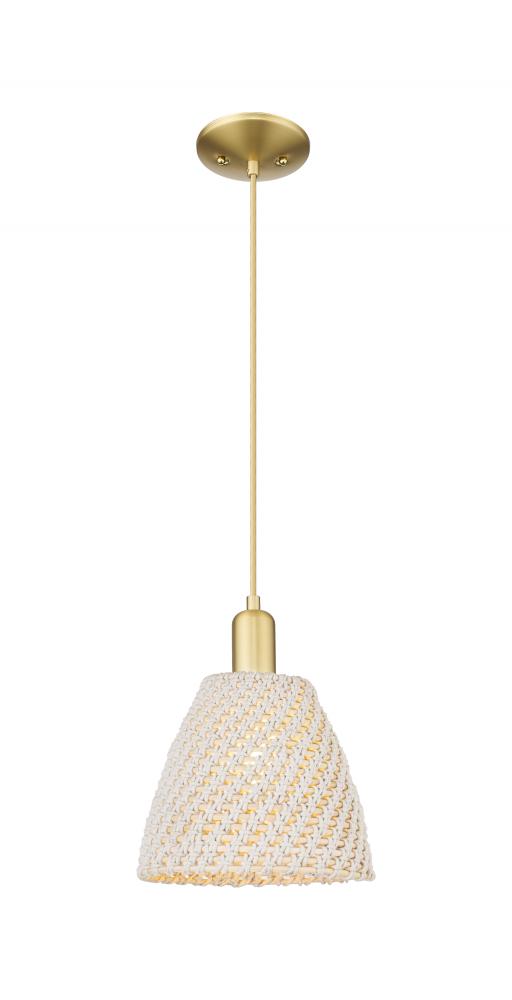 Bristol Natural - 1 Light - 6 inch - Satin Gold - Cord hung - Mini Pendant