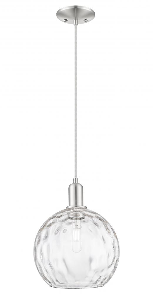 Athens Water Glass - 1 Light - 10 inch - Brushed Satin Nickel - Cord hung - Mini Pendant