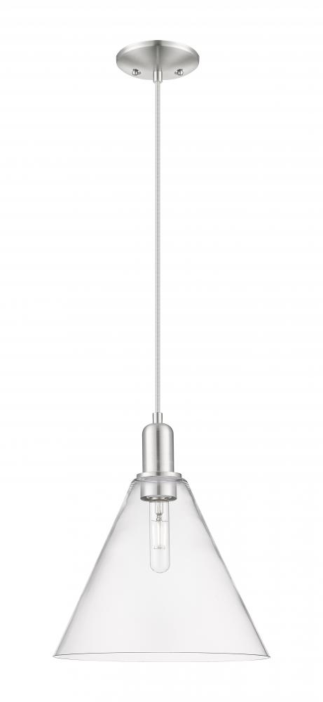 Berkshire Glass - 1 Light - 12 inch - Brushed Satin Nickel - Cord hung - Mini Pendant