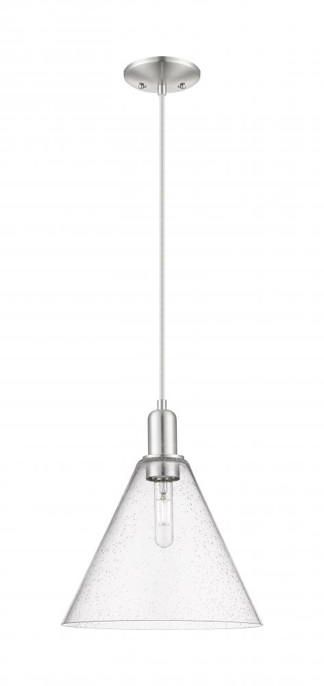 Berkshire Glass - 1 Light - 12 inch - Brushed Satin Nickel - Cord hung - Mini Pendant