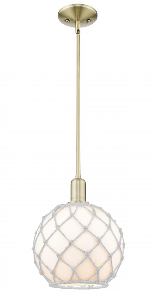 Farmhouse Rope - 1 Light - 10 inch - Antique Brass - Stem hung - Mini Pendant