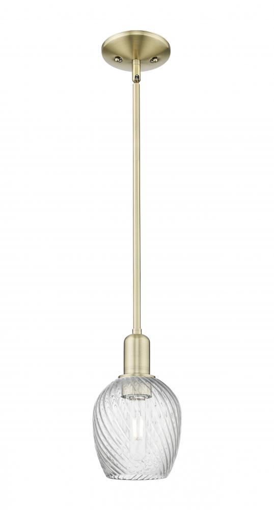 Salina - 1 Light - 6 inch - Antique Brass - Stem hung - Mini Pendant