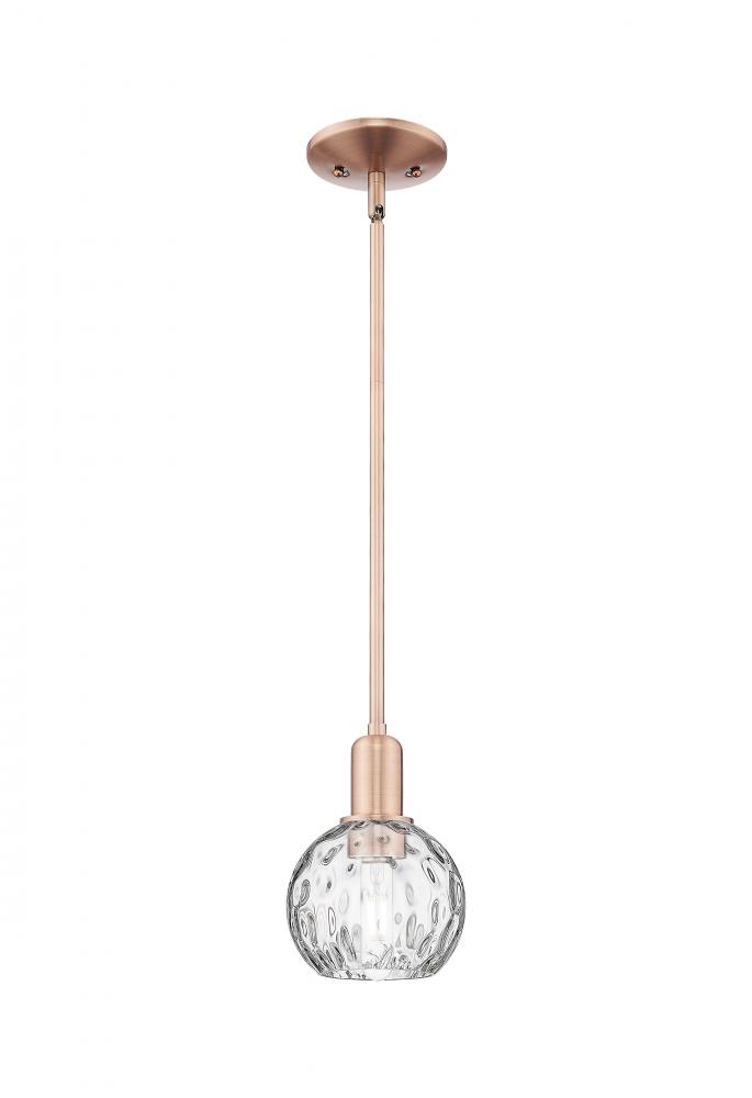 Athens Water Glass - 1 Light - 6 inch - Antique Copper - Stem hung - Mini Pendant