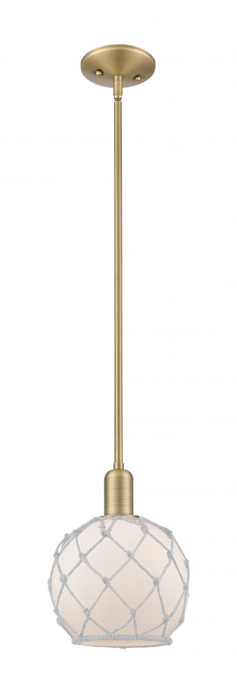 Farmhouse Rope - 1 Light - 8 inch - Brushed Brass - Stem hung - Mini Pendant
