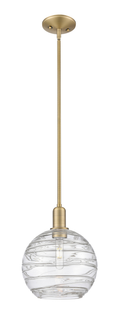 Athens Deco Swirl - 1 Light - 10 inch - Brushed Brass - Stem hung - Mini Pendant