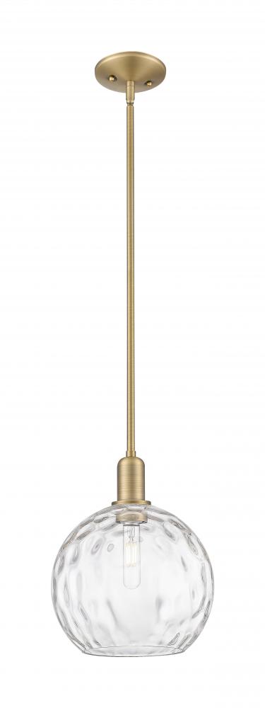 Athens Water Glass - 1 Light - 10 inch - Brushed Brass - Stem hung - Mini Pendant