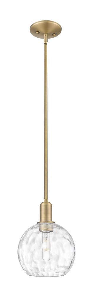 Athens Water Glass - 1 Light - 8 inch - Brushed Brass - Stem hung - Mini Pendant