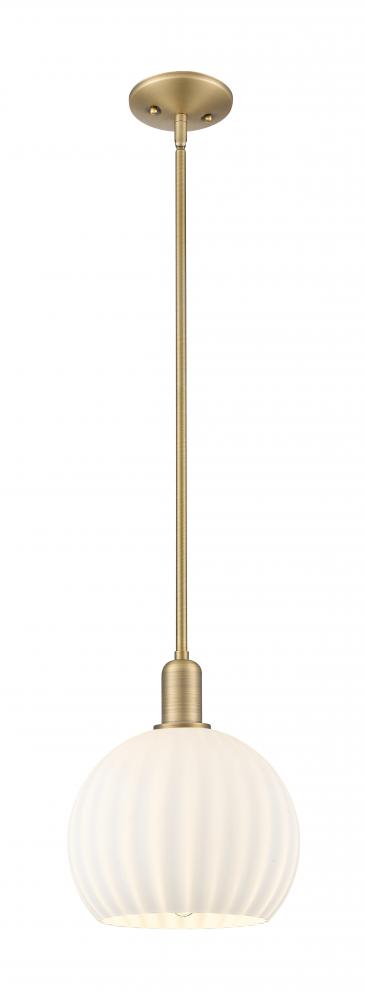 White Venetian - 1 Light - 10 inch - Brushed Brass - Stem hung - Mini Pendant