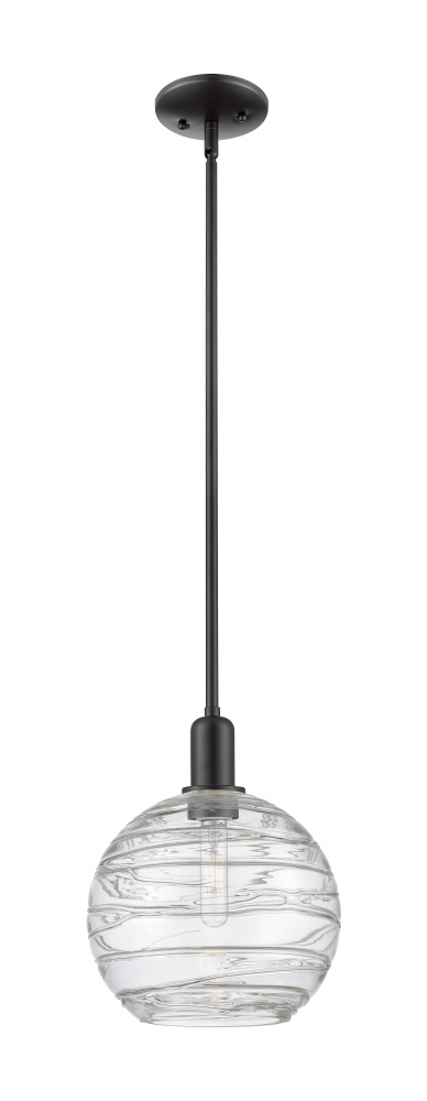 Athens Deco Swirl - 1 Light - 10 inch - Matte Black - Stem hung - Mini Pendant