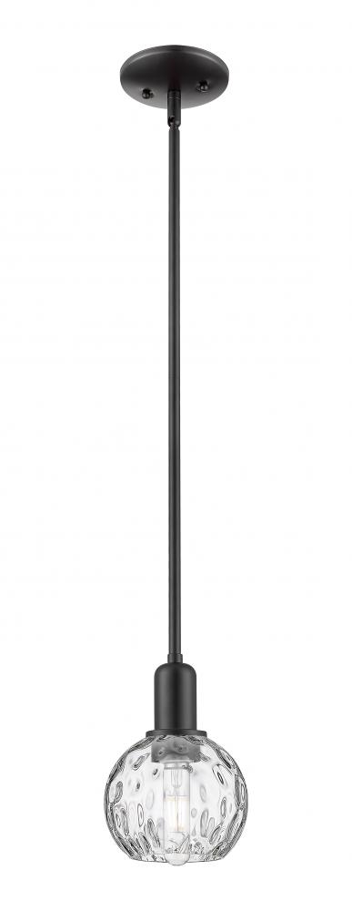 Athens Water Glass - 1 Light - 6 inch - Matte Black - Stem hung - Mini Pendant