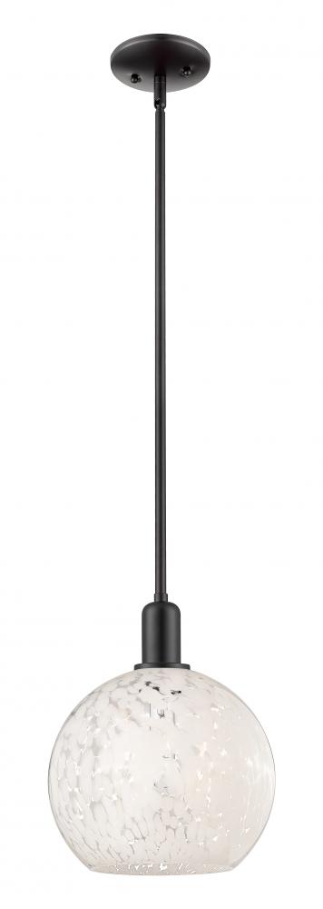 White Mouchette - 1 Light - 10 inch - Matte Black - Stem hung - Mini Pendant