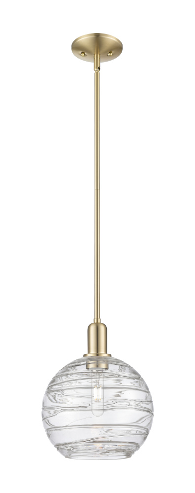Athens Deco Swirl - 1 Light - 10 inch - Champagne Bronze - Stem hung - Mini Pendant