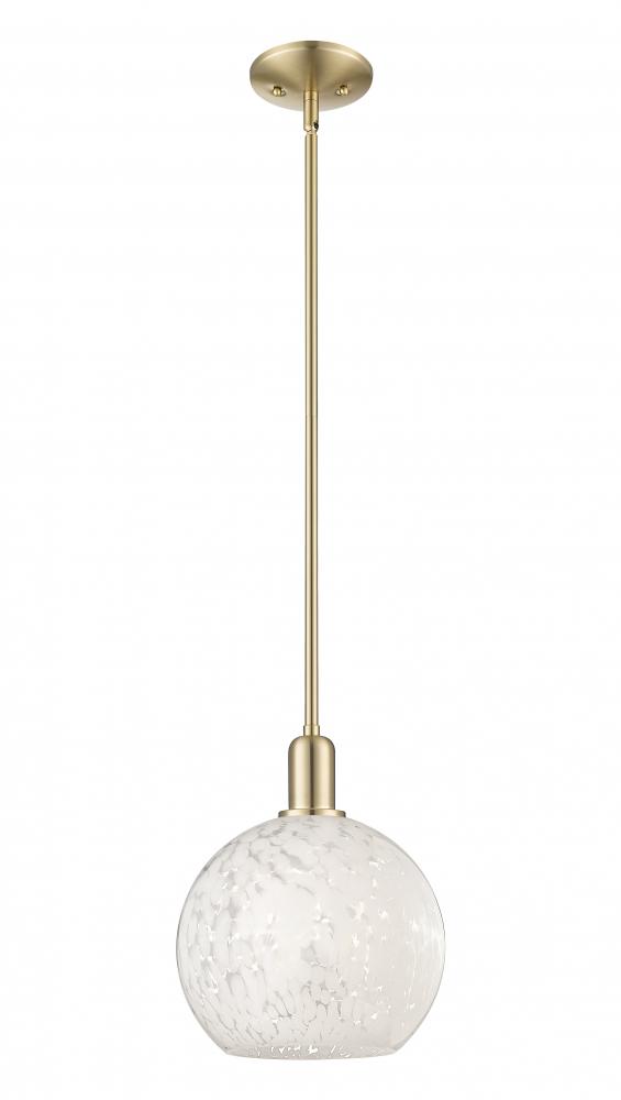 White Mouchette - 1 Light - 10 inch - Champagne Bronze - Stem hung - Mini Pendant