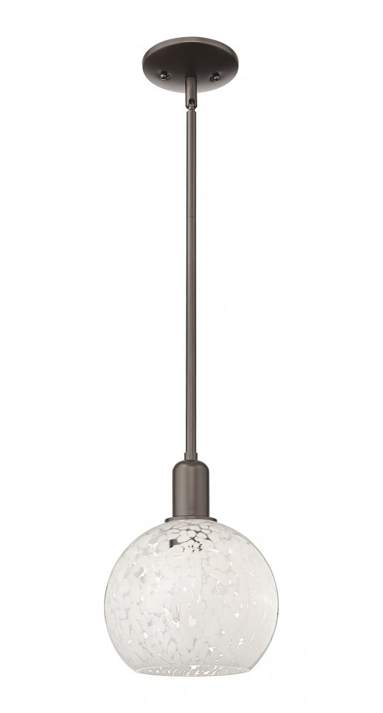 White Mouchette - 1 Light - 8 inch - Oil Rubbed Bronze - Stem hung - Mini Pendant