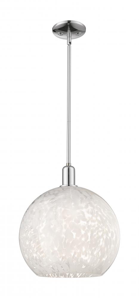White Mouchette - 1 Light - 14 inch - Polished Chrome - Stem hung - Mini Pendant