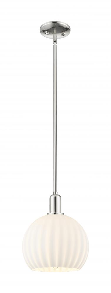 White Venetian - 1 Light - 10 inch - Polished Nickel - Stem hung - Mini Pendant