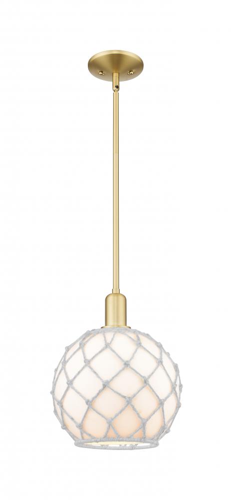 Farmhouse Rope - 1 Light - 10 inch - Satin Gold - Stem hung - Mini Pendant