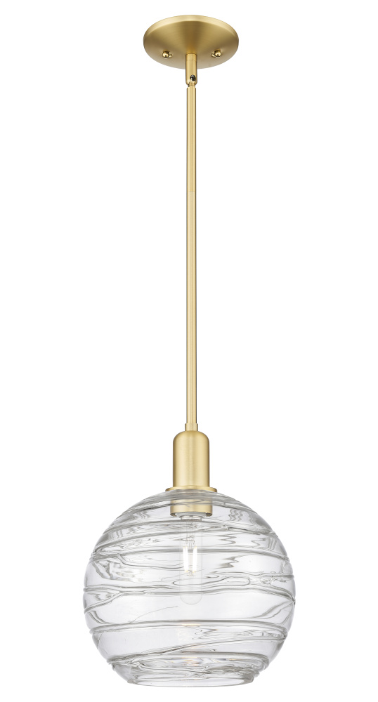 Athens Deco Swirl - 1 Light - 10 inch - Satin Gold - Stem hung - Mini Pendant