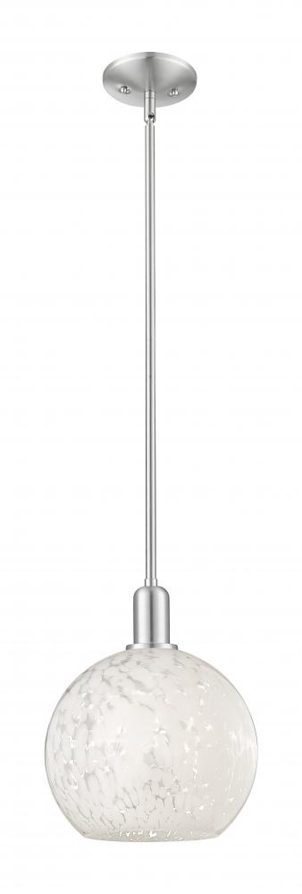 White Mouchette - 1 Light - 10 inch - Brushed Satin Nickel - Stem hung - Mini Pendant