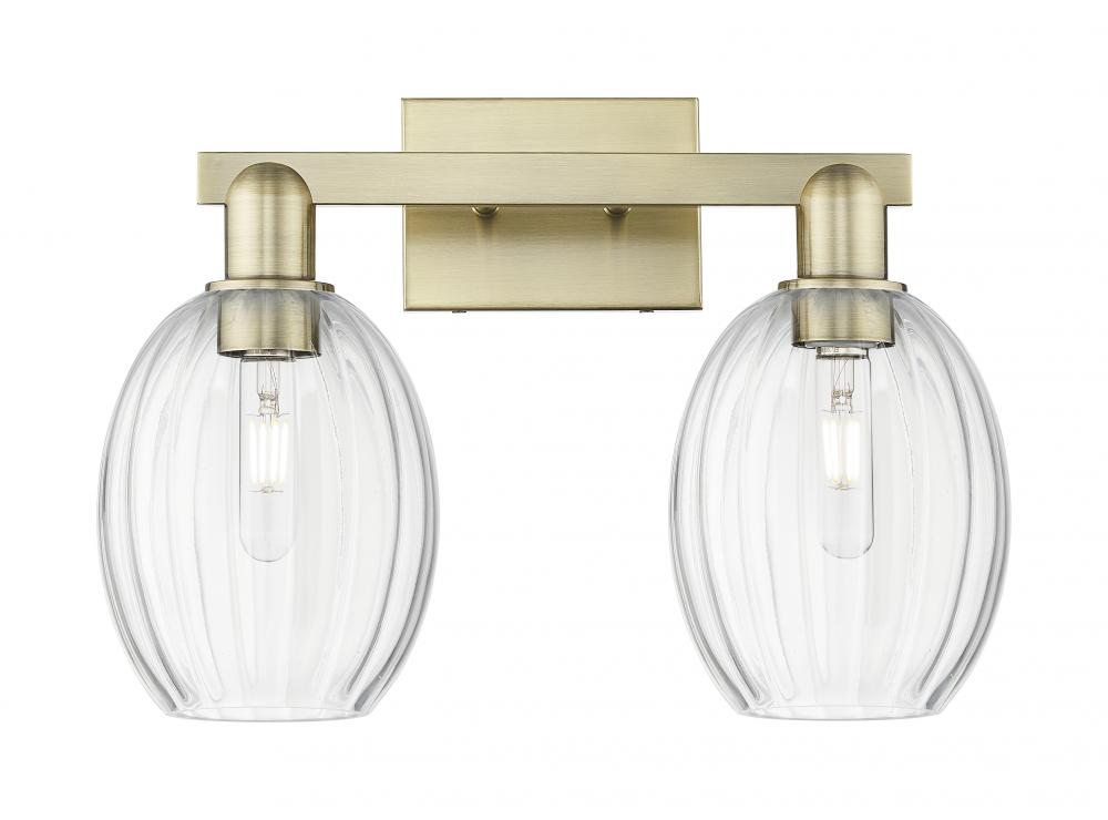 Preston Bulb - 2 Light - 16 inch - Antique Brass - Bath Vanity Light