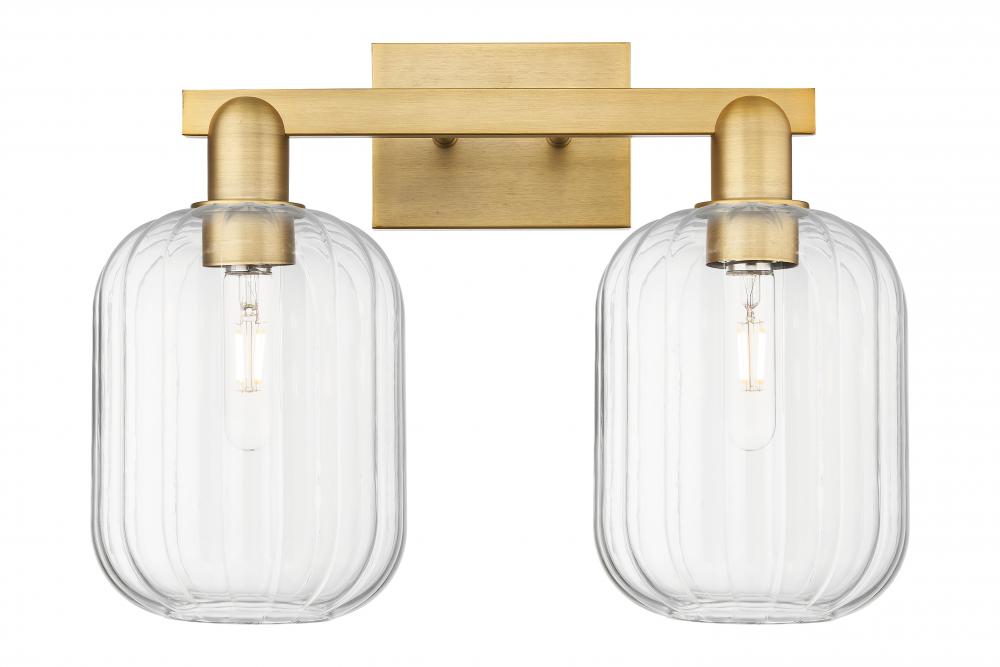 Preston Cylinder - 2 Light - 16 inch - Brushed Brass - Bath Vanity Light