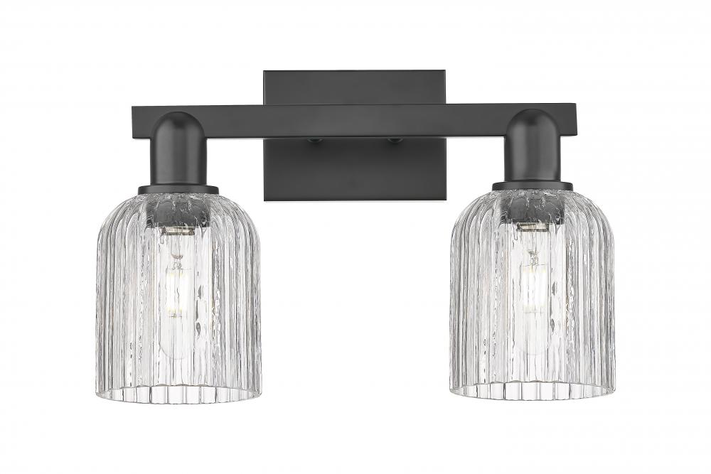Bridal Veil - 2 Light - 16 inch - Matte Black - Bath Vanity Light