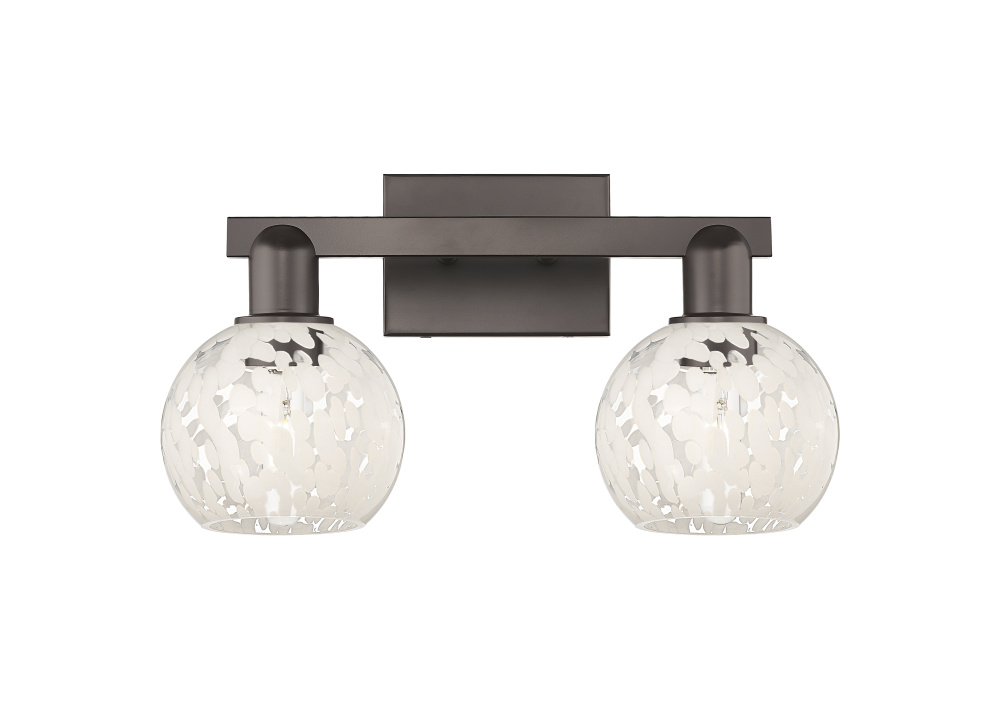 White Mouchette - 2 Light - 17 inch - Oil Rubbed Bronze - Bath Vanity Light