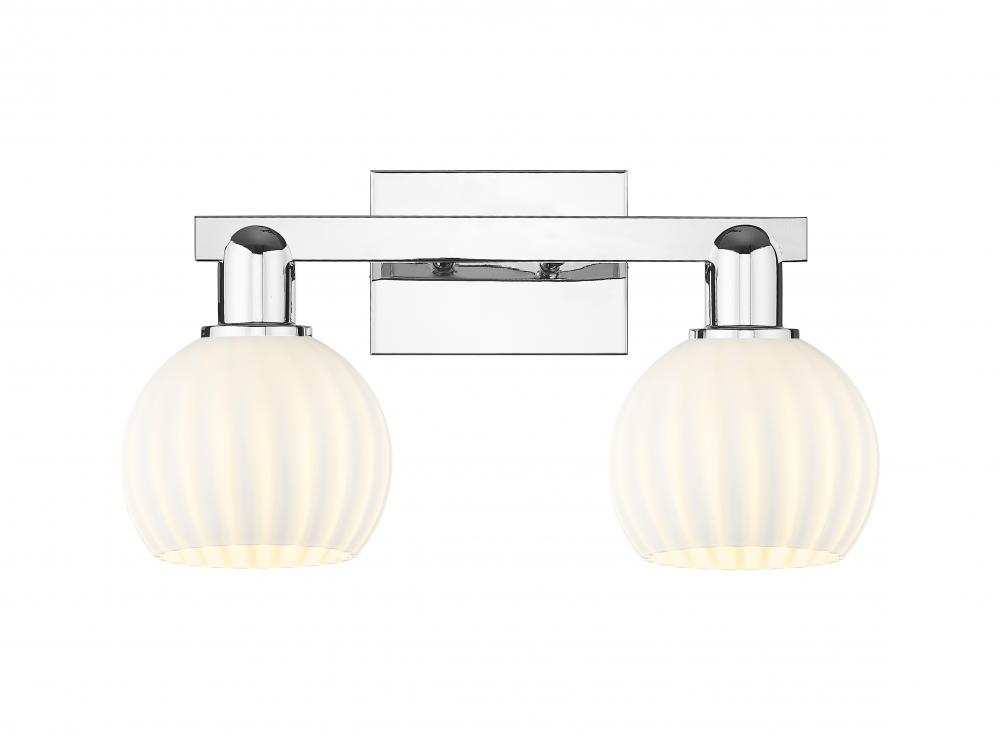 White Venetian - 2 Light - 17 inch - Polished Chrome - Bath Vanity Light