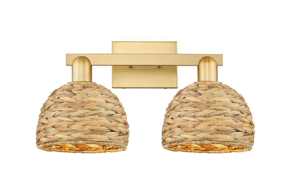 Woven Rattan - 2 Light - 19 inch - Satin Gold - Bath Vanity Light