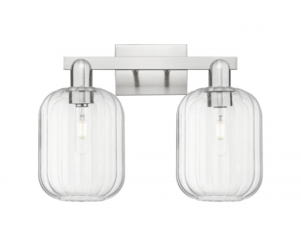 Preston Cylinder - 2 Light - 16 inch - Brushed Satin Nickel - Bath Vanity Light