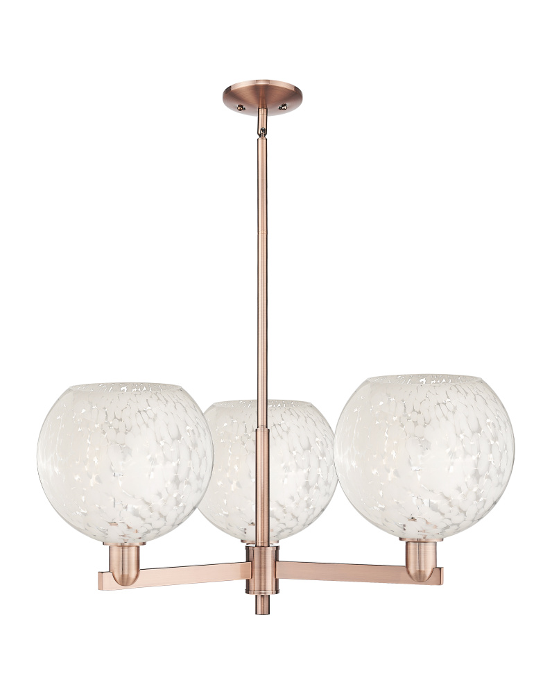 White Mouchette - 3 Light - 32 inch - Antique Copper - Stem hung - Pendant