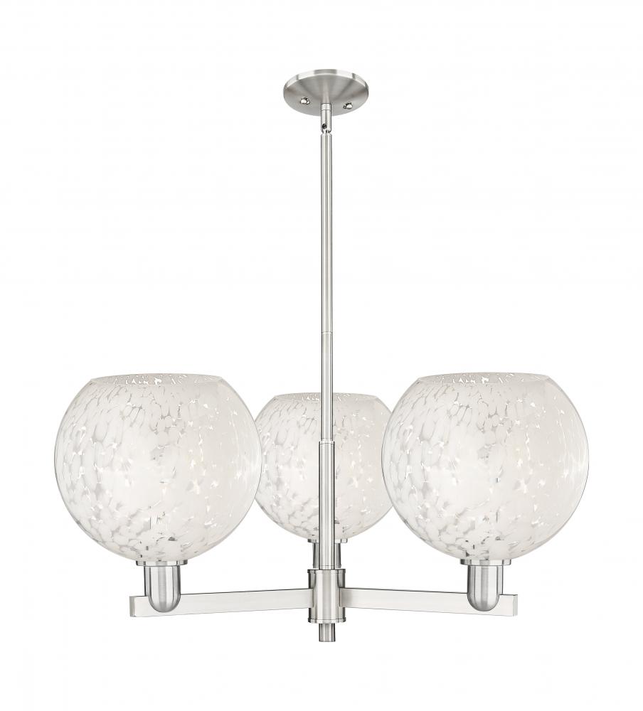 White Mouchette - 3 Light - 32 inch - Satin Nickel - Stem hung - Pendant