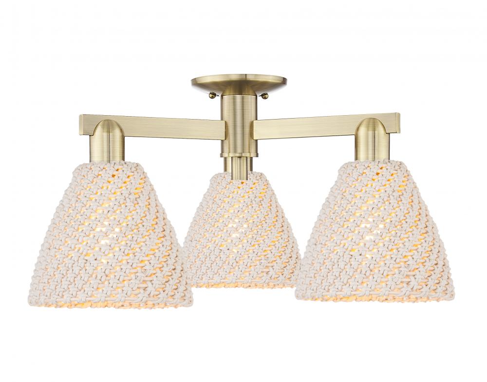 Bristol Natural - 3 Light - 6 inch - Antique Brass - Semi-Flush Mount